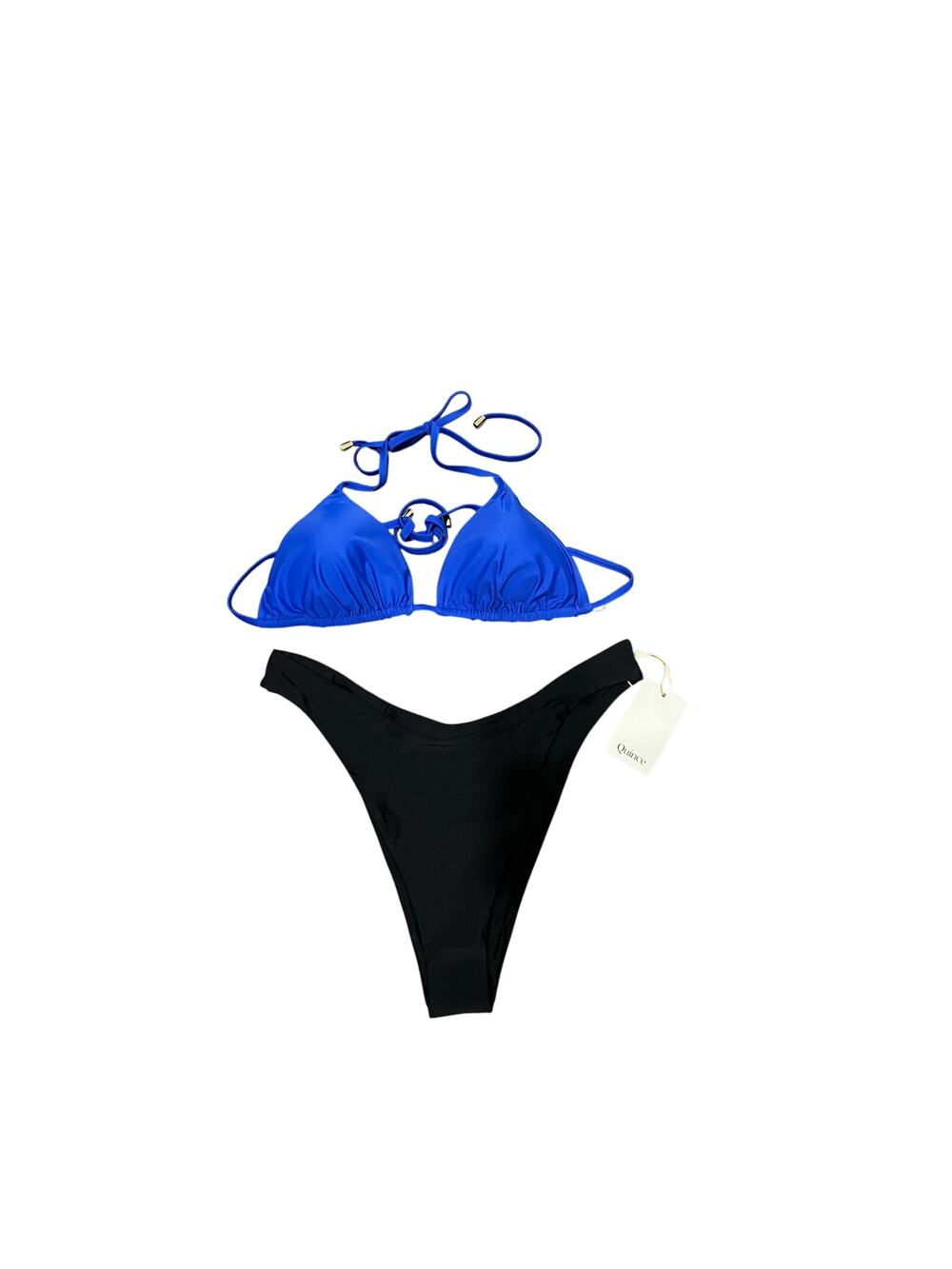 Quince Two-piece Bikini Set in Electric Blue/Black Size L NWT!